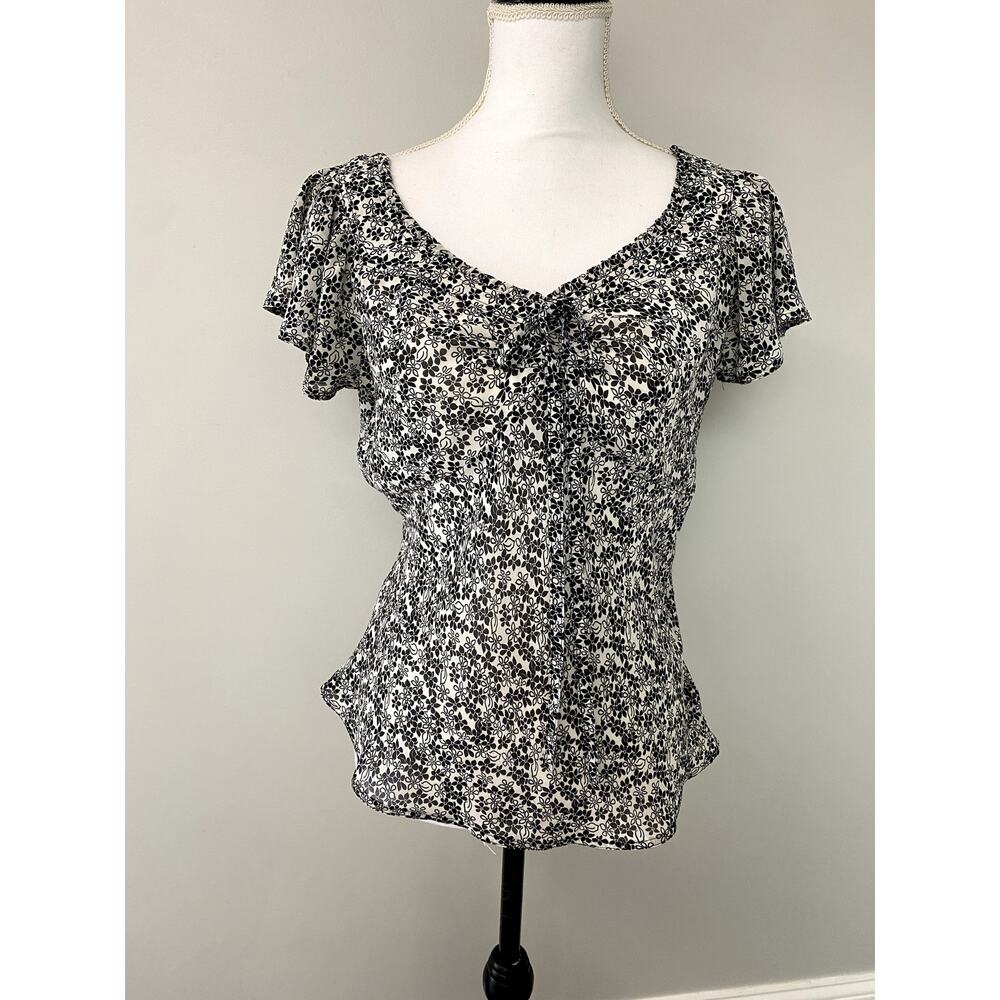 Y2K Belissimo New York Sheer Floral Top Sz S